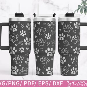 Paw 40oz beker SVG| Hondenpoot lasergegraveerd Svg | Hond moeder 40oz beker laserbestand SVG-ontwerp| Tumbler volledige wrap SVG-snijbestanden, dol op honden