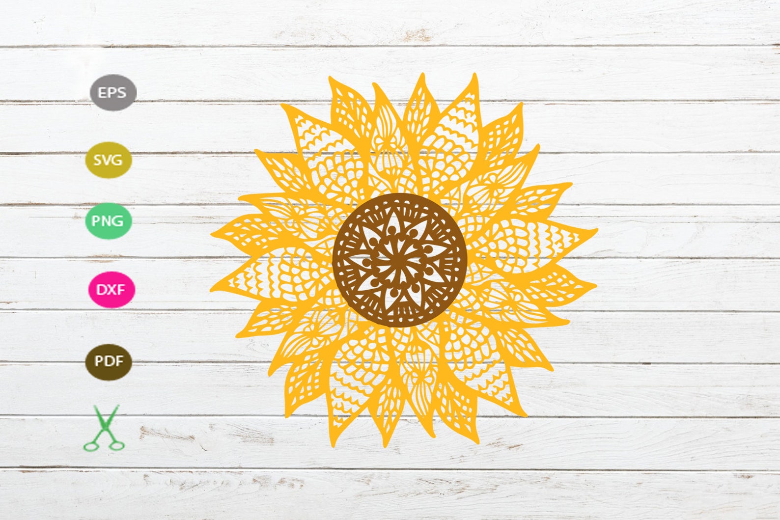 mandala sunflower svg cut file designsunflower mandala image 0.