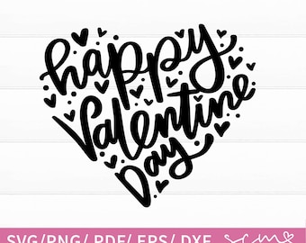 Happy Valentine's Day Heart SVG Cut Files (Digital Download)