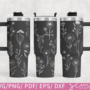 Floral 40oz Tumbler SVG| Flower Laser Engraved Svg | Flower 40oz Tumbler Laser File SVG Design| Floral Tumbler Full Wrap