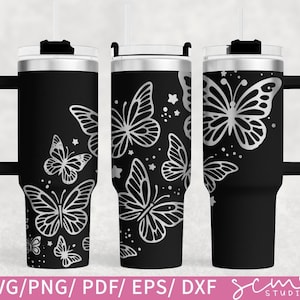 Butterflies 40oz Tumbler SVG|  Butterfly Laser Engraved Svg | Butterflies 40oz Tumbler Laser File SVG Design| Butterfly Tumbler Full Wrap