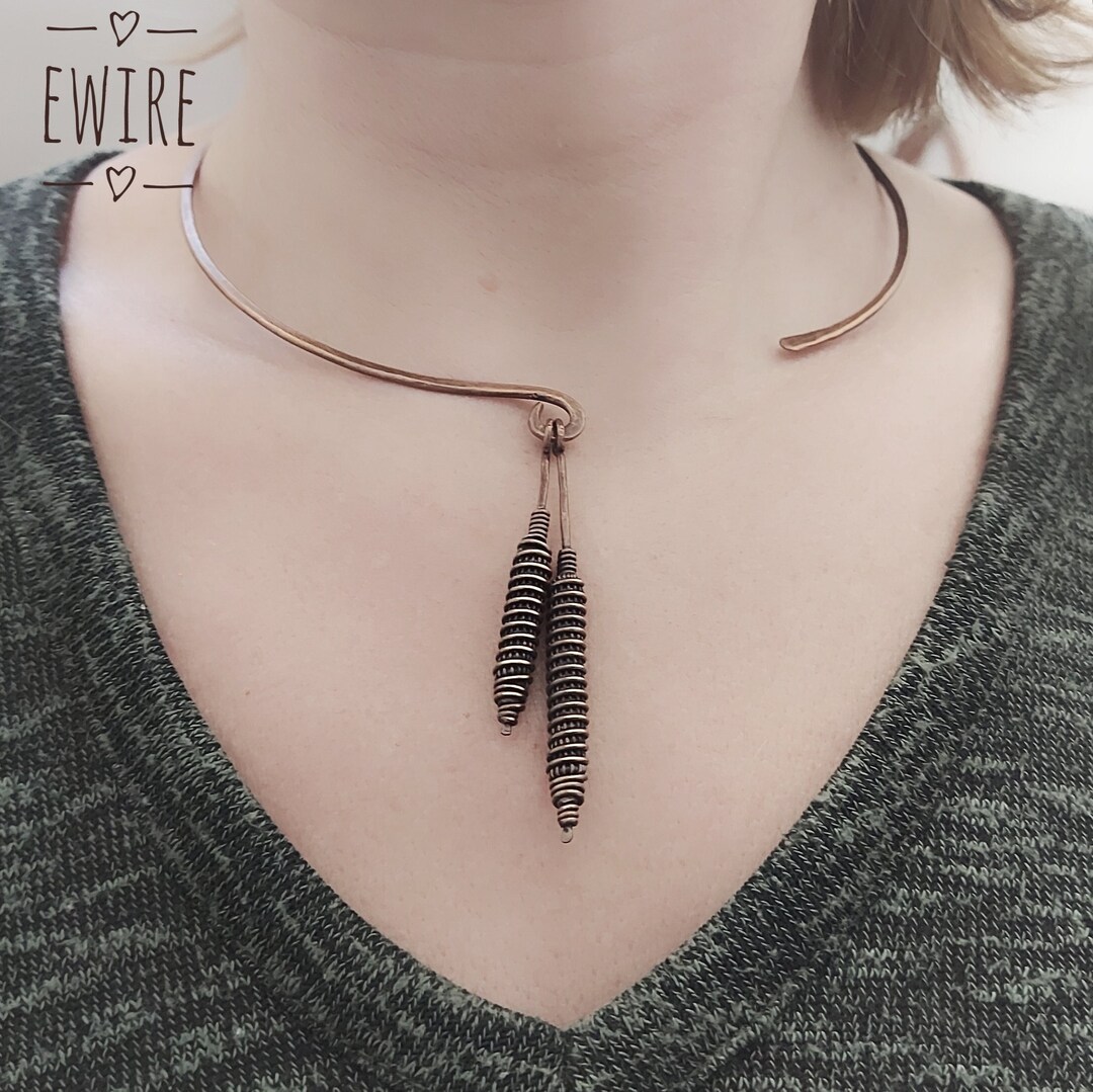 Open Necklace, Open Torch, Copper Necklace and Earrings Copper Wire