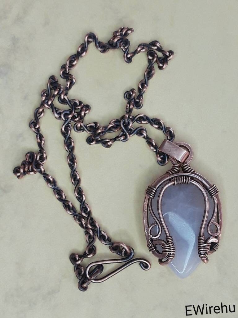 Rose quartz copper pendantwire wrap handmade jewelry on | Etsy
