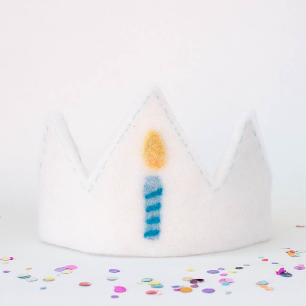 The Oscar - Winter White Needle Felted Birthday Crown