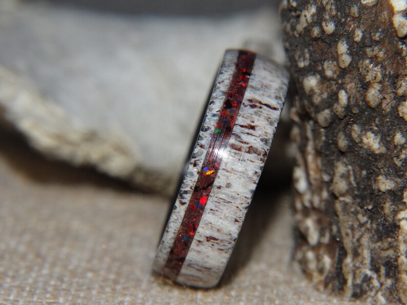 Fire Opal Deer Antler Antler Ring