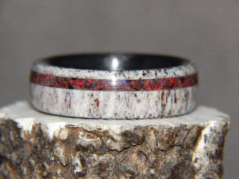 Fire Opal Deer Antler Antler Ring