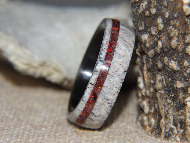 Fire Opal Deer Antler Antler Ring