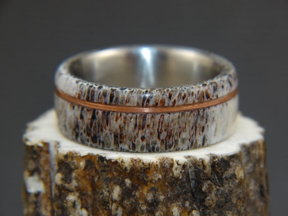 Antler Ring Copper Wire Deer Antler