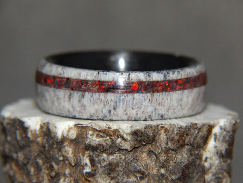 Fire Opal Deer Antler Antler Ring