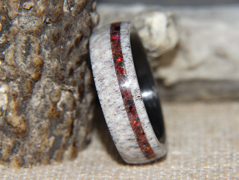 Fire Opal Deer Antler Antler Ring