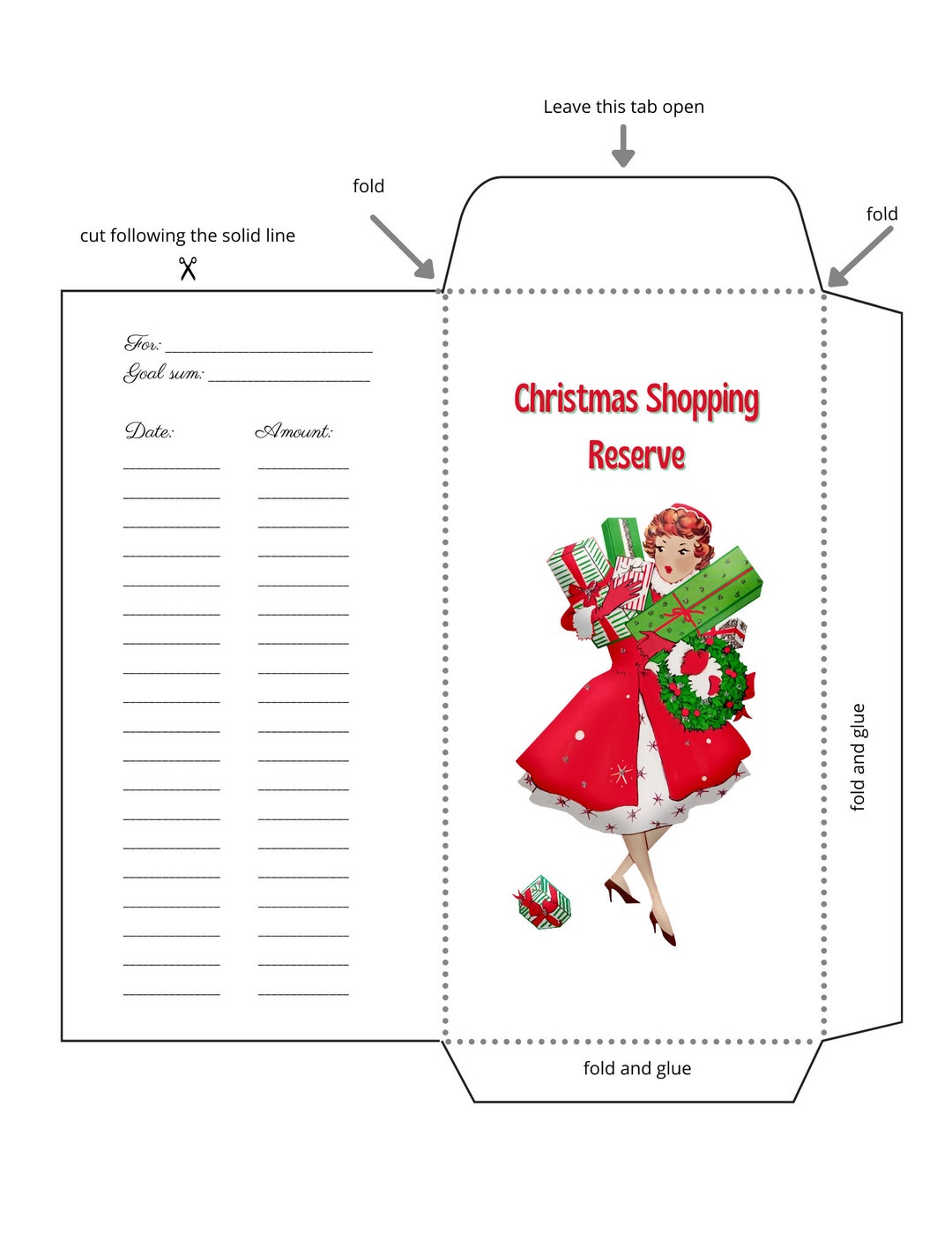 Money Envelope Printable Digital Template Christmas Shopping - Etsy