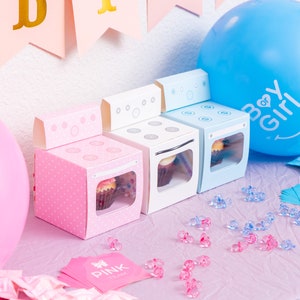 Bun in the Oven Cupcake Boxes, Perfect for Baby Showers and Gender Reveal Party Favors