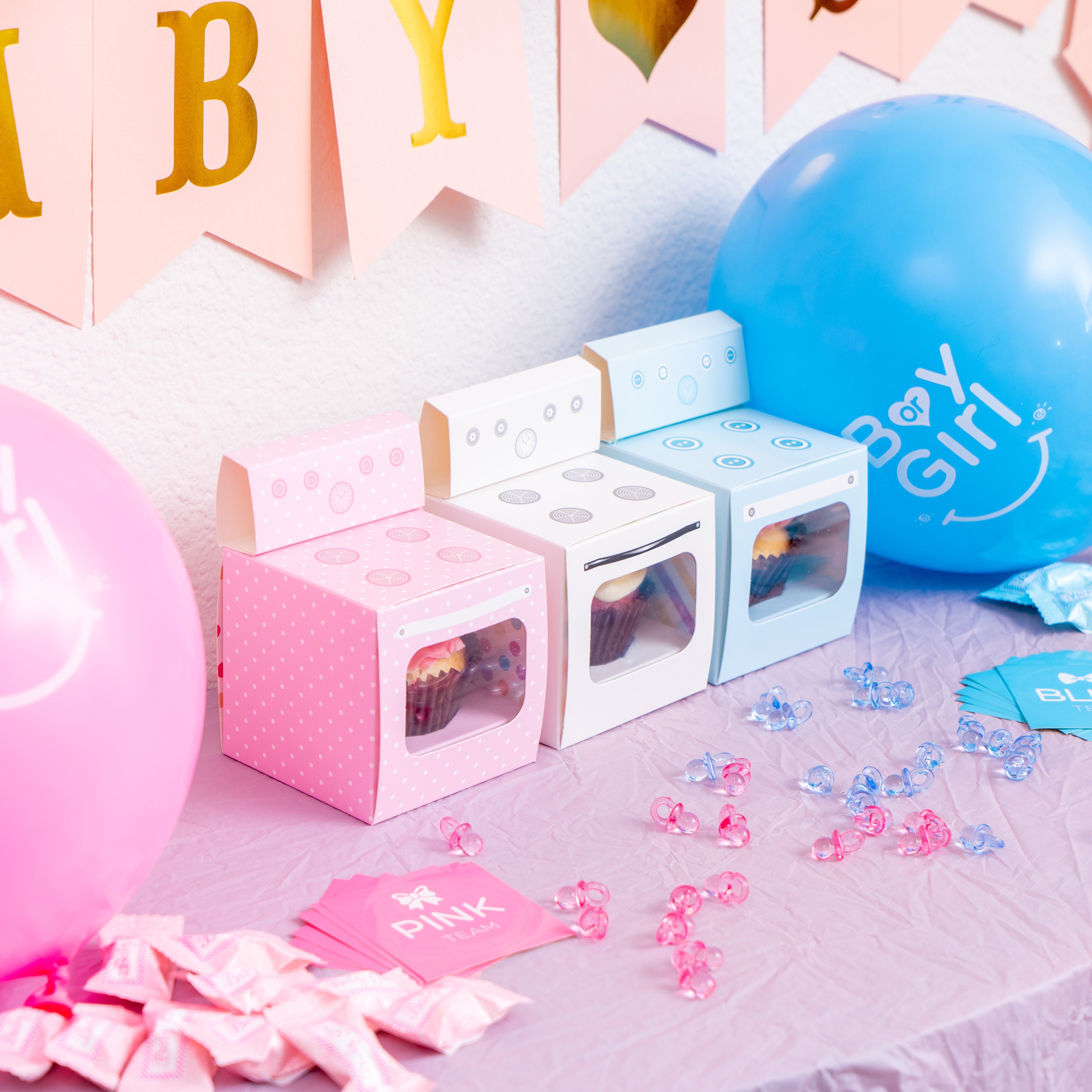 Bow or Bowtie? Gender Reveal Pink Blue Baby Shower Party