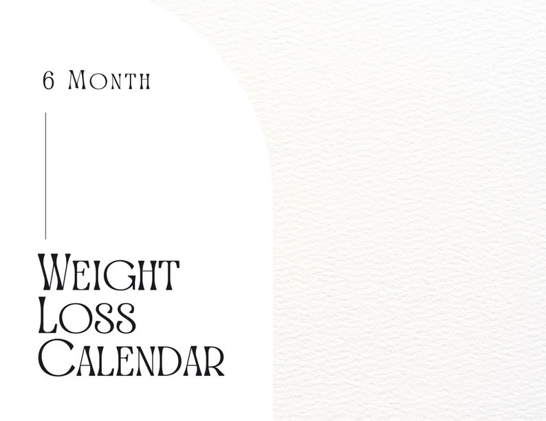 Six Month Weight Loss Calendar / Weight Loss Goal Planner Etsy