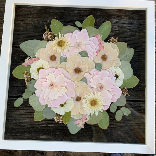 Floating Preserved Bouquet with Custom Frame