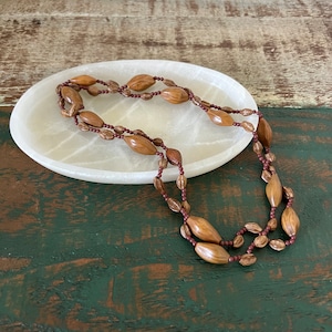 1970s Bohemian Necklace with Red Beads African Nuts and Seeds
