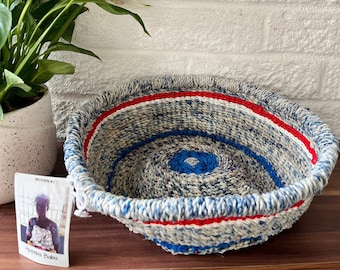 Handmade basket Sustainable Gift  - 100% Recycled plastic home decor