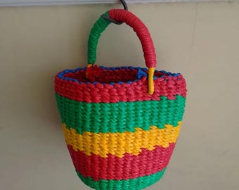 Eco Friendly Recycled Plastic Basket | Handmade Woven Storage Basket from Ghana | Sustainable Home Decor, Ethical Gift