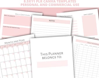 Canva Planner Template Bundle, PLR Templates, Editable Mini Planner One-Page Bundle Templates, Commercial Use, Canva Journal and Planner