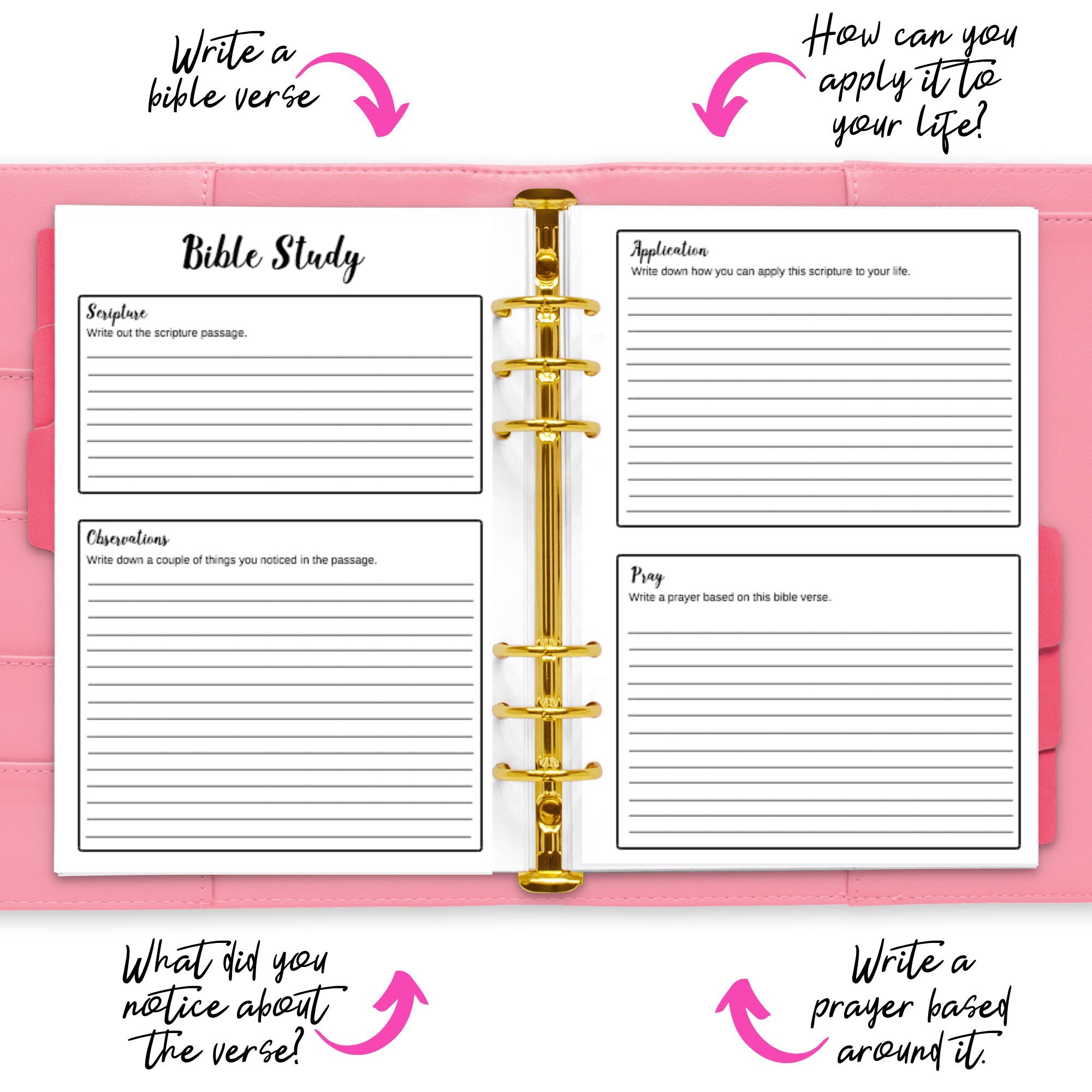 Bible Study Printable, A5 Planner Inserts, Digital Bible Study Journal ...