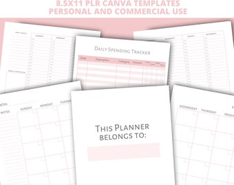 Canva Planner Template Bundle, PLR Templates, Editable Mini Planner Two-Page Bundle Templates, Commercial Use, Canva Journal and Planner