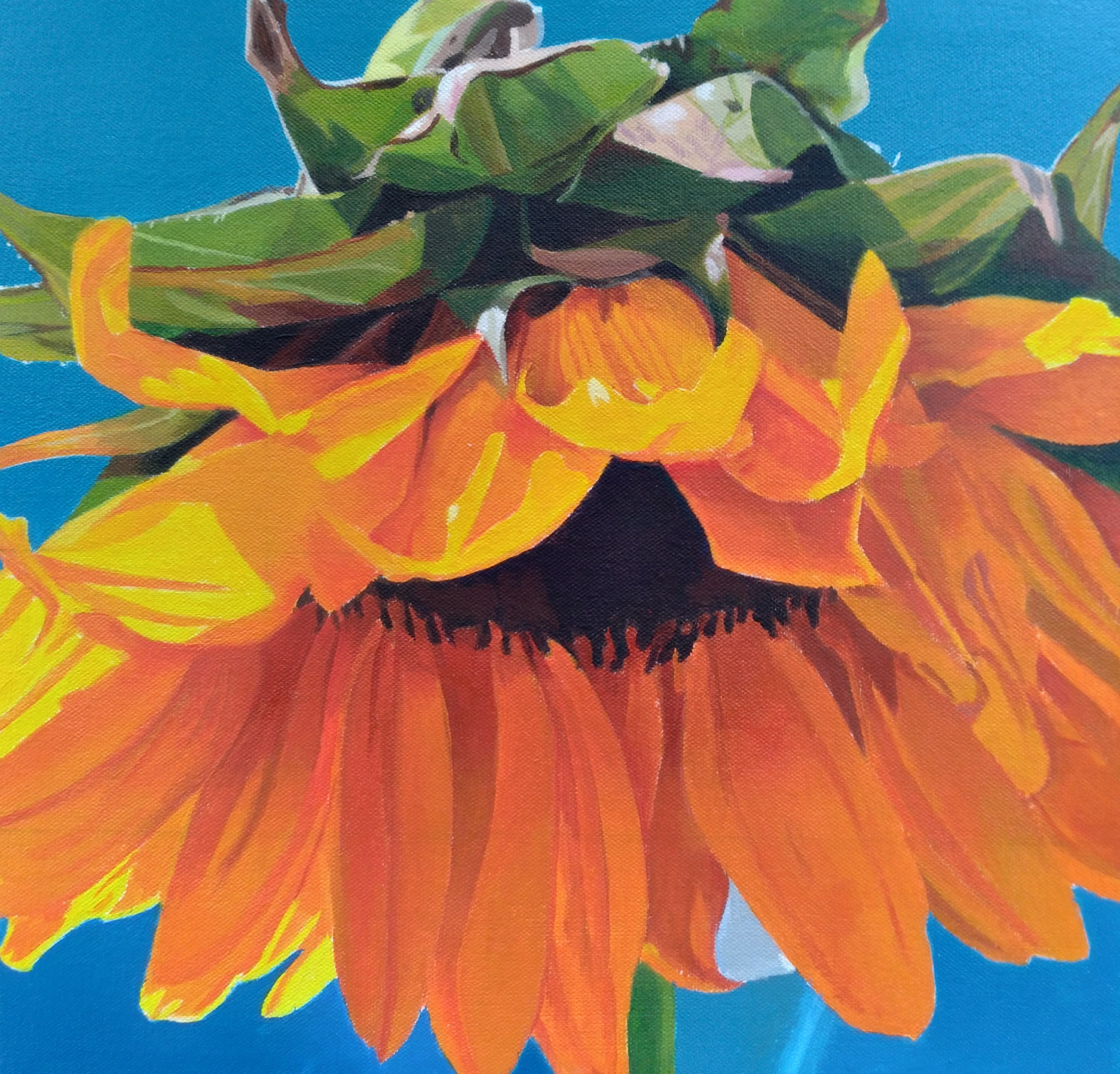 Original acrylic painting Sunflower 3. Etsy