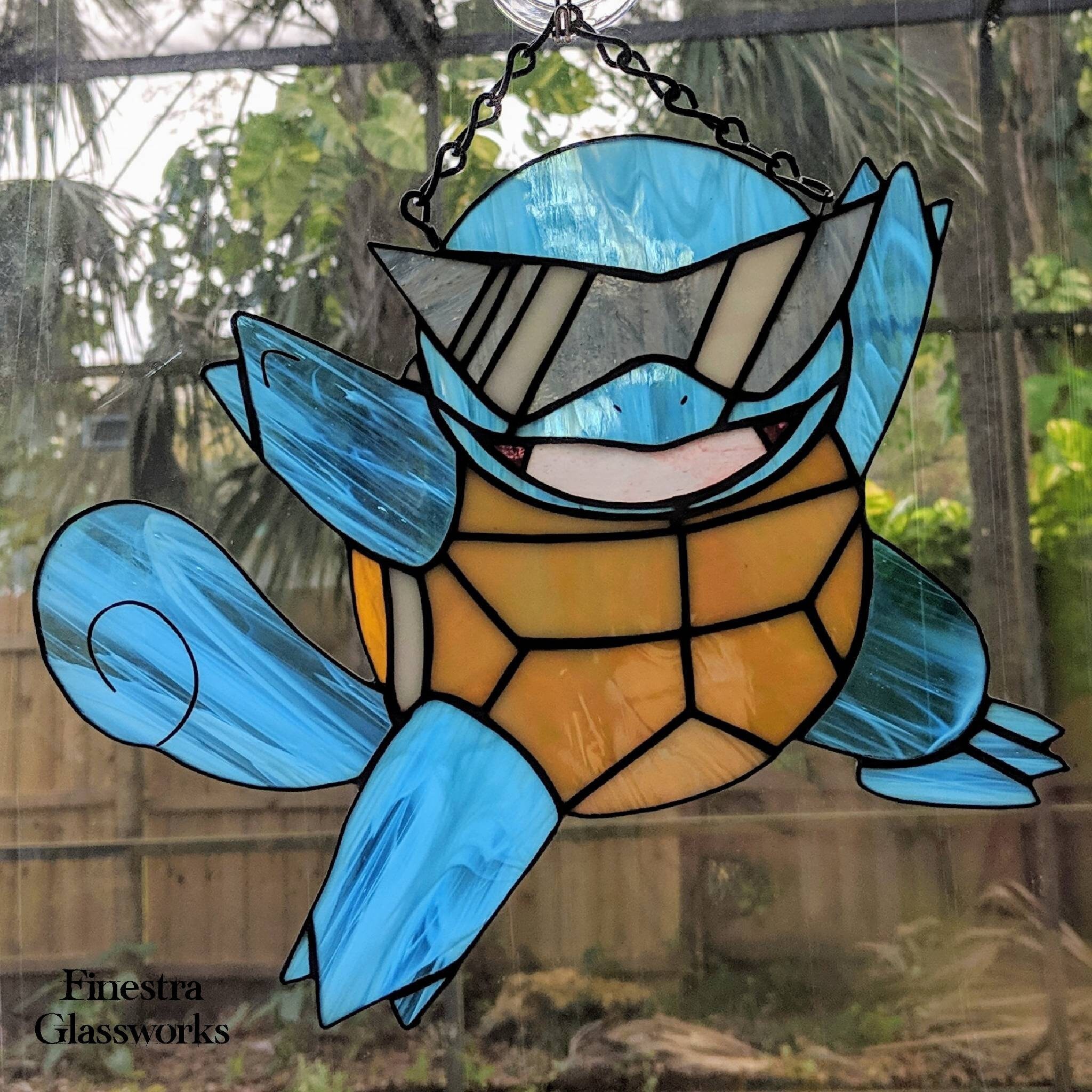 Pokemon Squirtle Squad Stained Glass Suncatcher Etsy