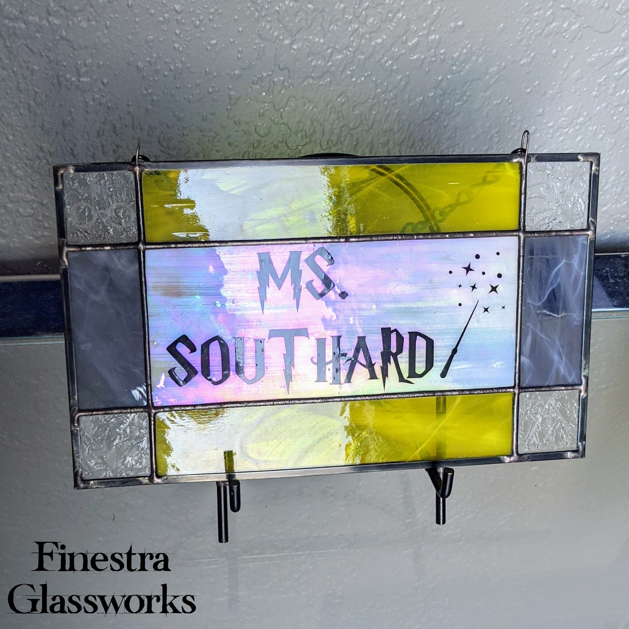 Custom Stained Glass Name Plate Sign in Wizarding School Themes