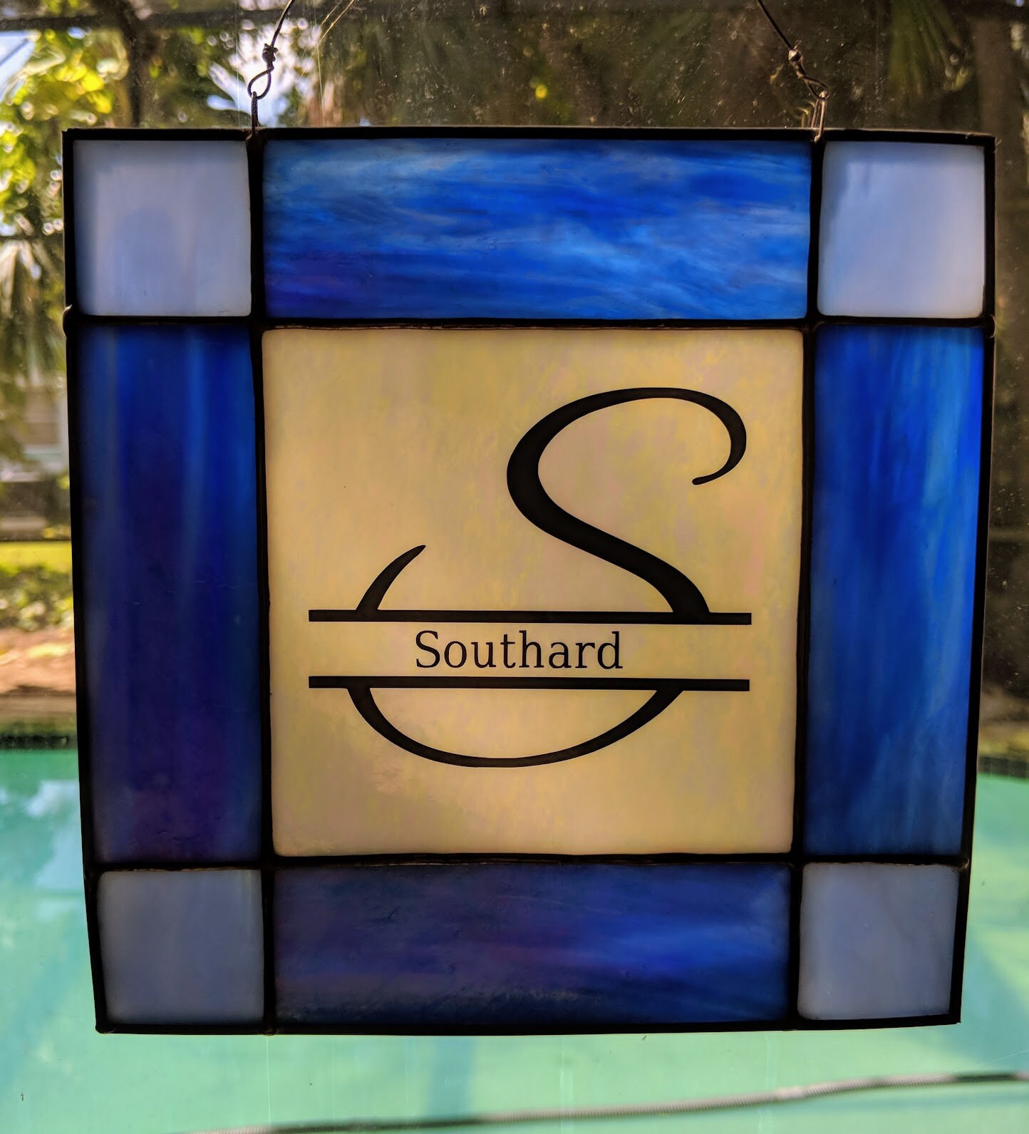 Custom Monogram Square Stained Glass Suncatcher Etsy