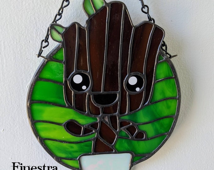 Featured listing image: Baby Groot Stained Glass Suncatcher