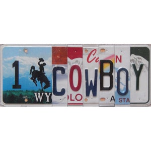 Número 1 Cowboy Custom License Plate Letter Sign