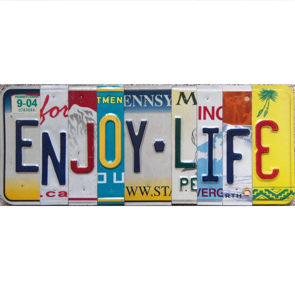 Custom Made Enjoy Life License Plate Letter Sign