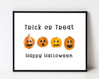 Halloween Printables, Trick or Treat Wall Art, Happy Halloween Sign, Halloween Party Decor, Kids Halloween Decorations, Festive Finds