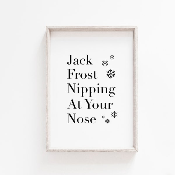 Jack Frost Nipping At Your Nose, Christmas Carol PRINTABLE Wall Art, Christmas typography quote, Holiday Wall Decor, Winter Decor