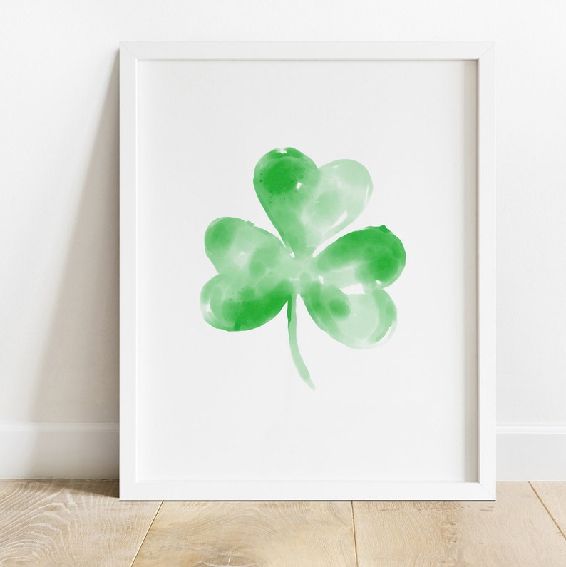 St Patrick's Day Printable Wall Art Watercolor Clover | Etsy