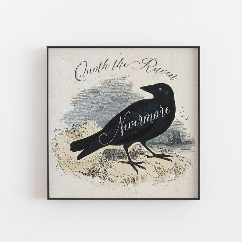 Quoth The Raven Nevermore PRINTABLE Wall Art Fall Decor Etsy Quoth The Raven Nevermore PRINTABLE Wall Art Fall Decor Etsy