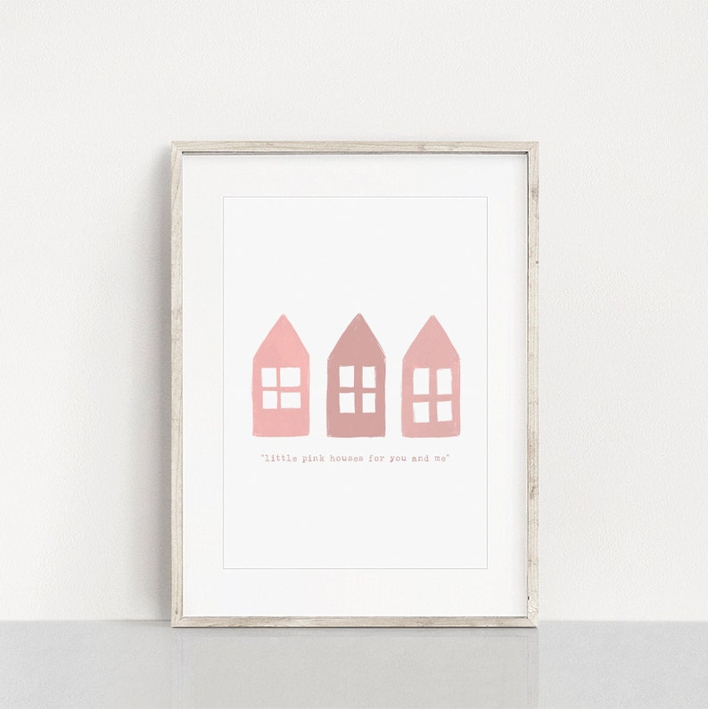 Pink Houses PRINTABLE Wall Art Pink Decor Little Pink Houses - Etsy