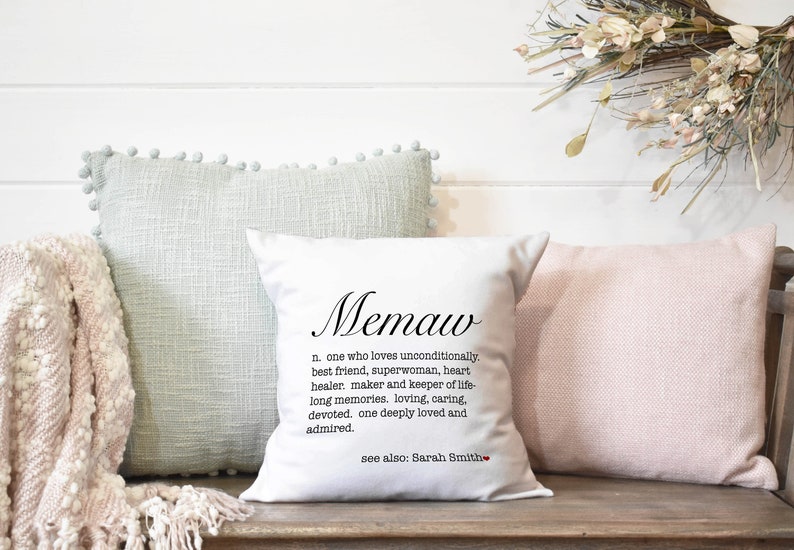 Personalized Memaw Definition Throw Pillow Decorative Pillow Etsy