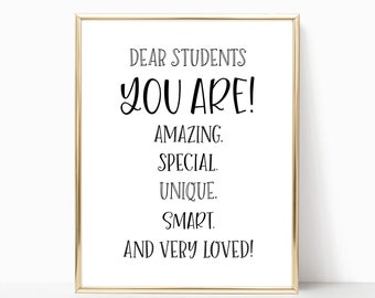 You Are Positive Affirmation Printable Classroom Wall Art, Classroom Door, Positive Classroom Quotes, Classroom Decor, Classroom Poster