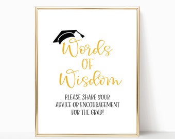 Graduation Printable 2024, Words of Wisdom, Graduation Party Printable Sign, High School or College Graduation, 2024 Graduation Decoration