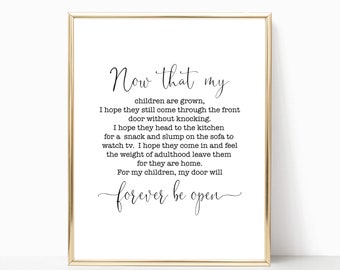 Now That My Children Are Grown Printable Wall Art Sign, Mother's Day Gift, Gift for Mom