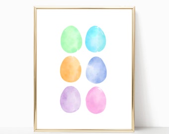 Trendy Easter Decor, Watercolor Easter Eggs Printable Wall Art, Easter Danish Pastel Home Decor, Spring Wall Art, Preppy Poster