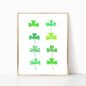 Watercolor Shamrocks Printable Wall Art, St Patrick's Day Decor, Spring Decor, Chartreuse Green Wall Decor, Spring Wall Art image 7