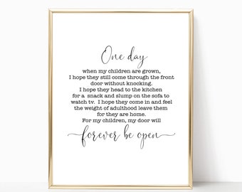 One Day When My Children Are Grown Printable Wall Art Sign, One Day When My Children Grow Up, Gift for Mom, Mother's Day Gift