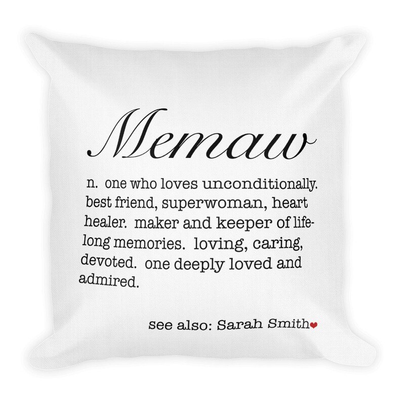 Personalized Memaw Definition Throw Pillow Decorative Pillow Etsy