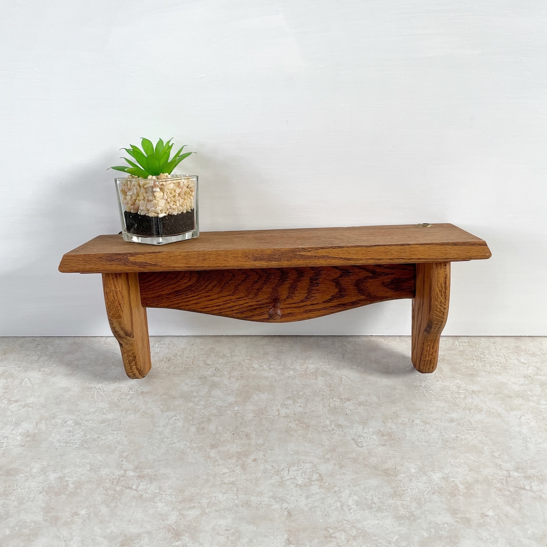 Small Wood Shelf With Peg Hook, Vintage Wooden Wall Shelf, Display