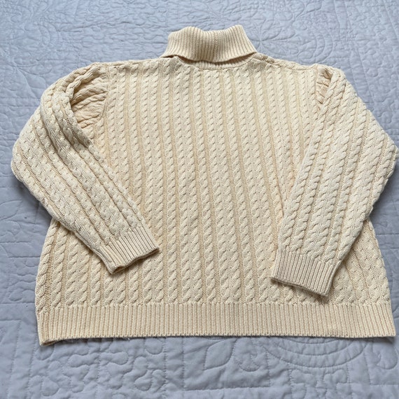 Wainscott Vintage Cable Knit Yellow Turtleneck Sw… - image 5