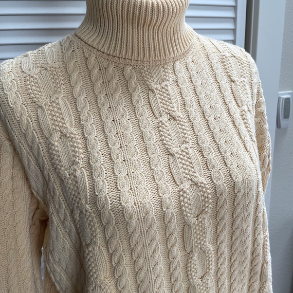 Wainscott Vintage Cable Knit Yellow Turtleneck Sw… - image 2