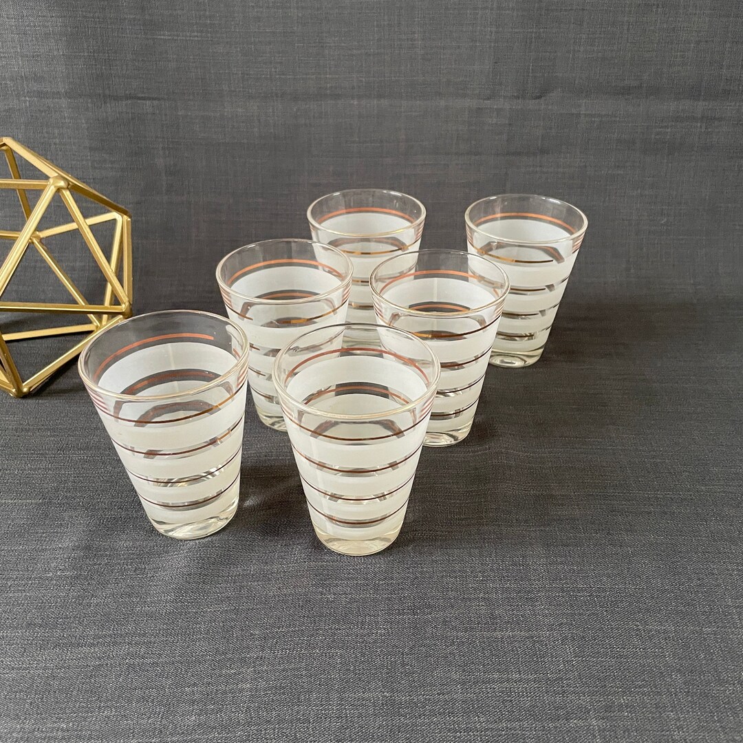 Set of 6 MCM Cocktail Glasses, Vintage Whiskey Glasses, Clear Glass ...