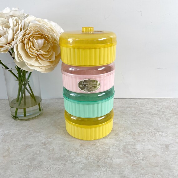 Vintage Round Dusting Powder Containers Lot of 4 Colored Etsy